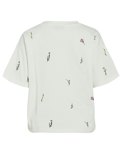 Vila - VIMonie Floral Embrodery T-Shirt - Snow White 